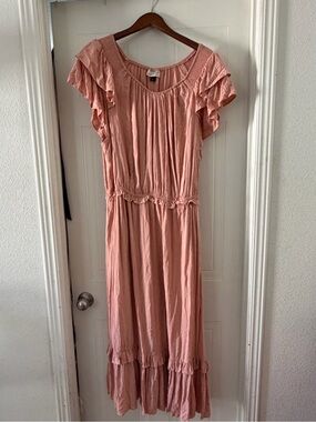Universal Thread Dusty Pink Ruffle Sleeve Maxi Dress